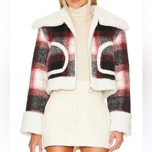 Lovers and Friends Natalie Cropped Jacket in Red &
Black Check